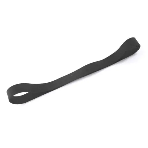 Large flat black rubber band white background