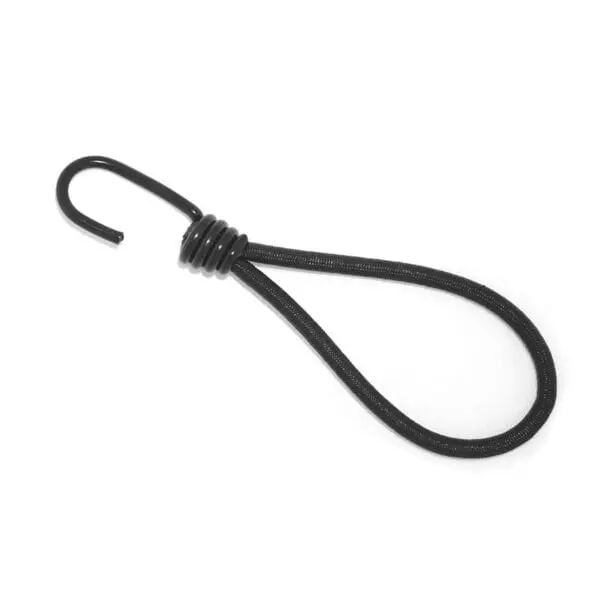 black bungee loop with metal hook