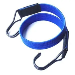 blue flat bungee cords with two double wire hooks