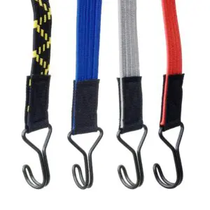 Flat bungee cord - tensioner - tendeur plat - spanners platte
Double hook crochet dubbele haken 
Colours & sizes assortment