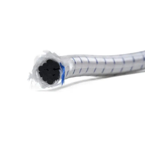 Large diameter shock cord cut, polypropylene yarn with multi thread rubber core