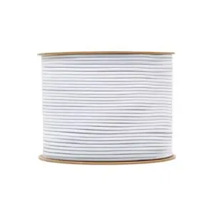 Small diameter shock cord close up, polypropylene yarn white colour