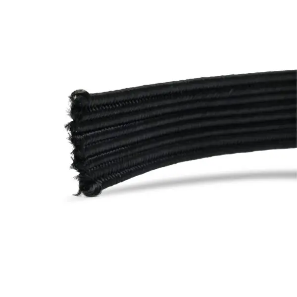 Flat shock cord cut, polypropylene yarn with multi thread rubber core