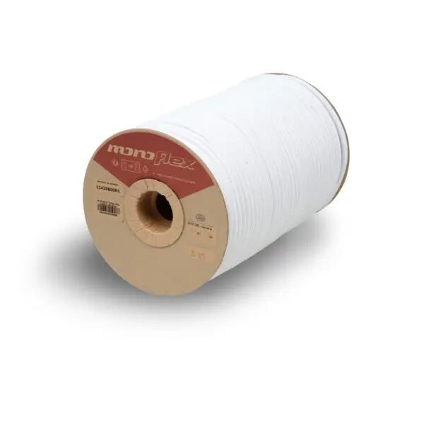 High abrasion resistant shock cord reel Monoflex quality white colour. Several diameters available