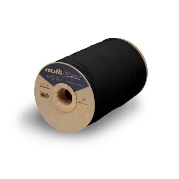 Classic multi thread elastic cord reel multiflex quality black colour. Several diameters available