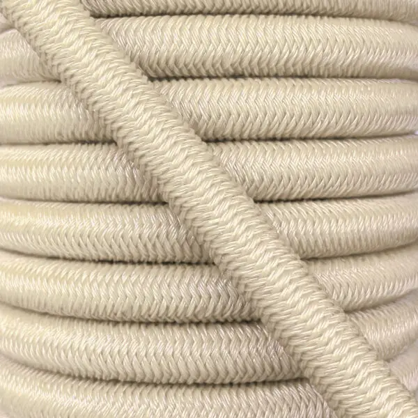 Shock cord close up, polyethylene yarn beige colour
