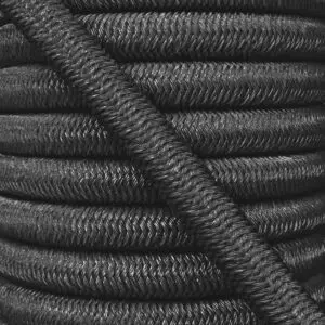 Shock cord close up, polyethylene yarn black colour