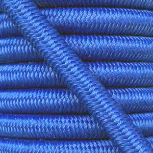 Shock cord close up, polyethylene yarn blue colour