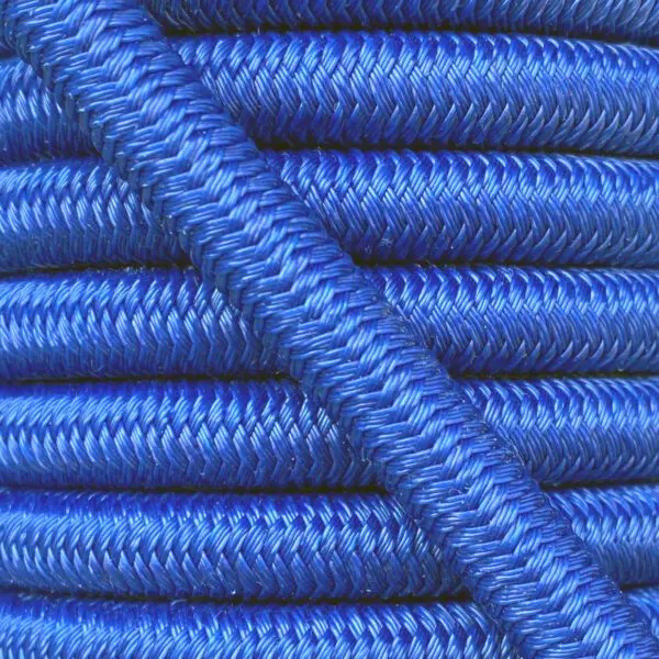 Shock cord close up, polyethylene yarn blue colour
