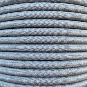 Shock cord close up, polyethylene yarn grey colour