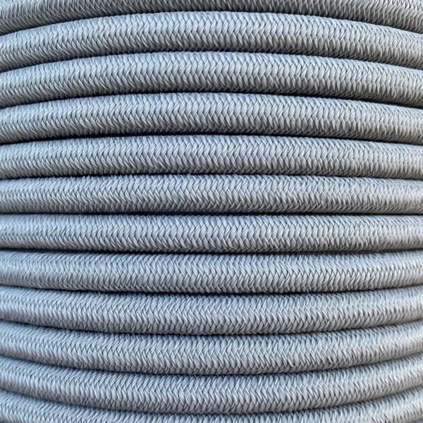 Shock cord close up, polyethylene yarn grey colour