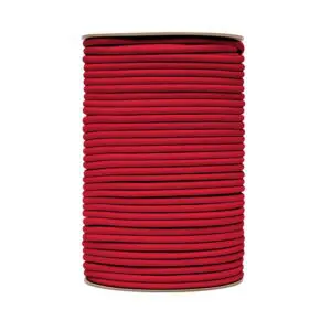 Shock cord vertical reel red colour. Polyethylene yarn.