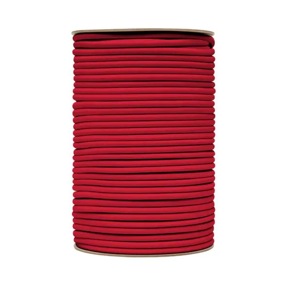 Shock cord vertical reel red colour. Polyethylene yarn.