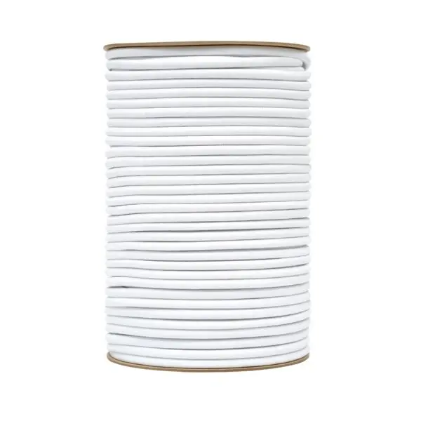 Shock cord vertical reel white colour. Polyethylene yarn.
