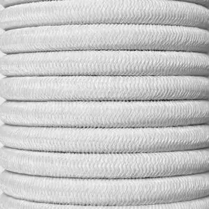 Shock cord close up, polyethylene yarn white colour