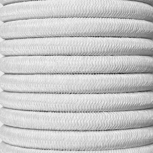Shock cord close up, polyethylene yarn white colour