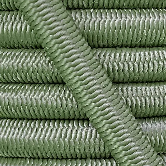 Shock cord close up, polypropylene yarn Nato green colour