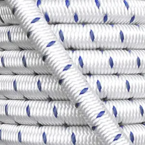 Trapezekoord, witte en blauwe polypropyleen mantel