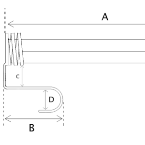 Technical specifications diagram of the advertising banner bungee loop with gooseneck hook.