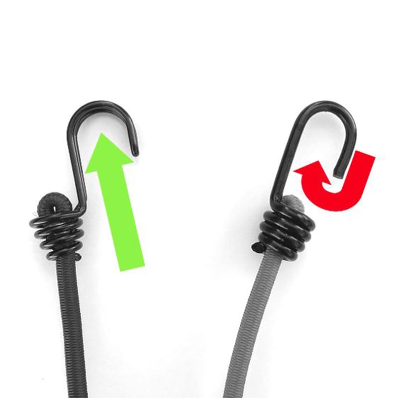 Bungee cords with two double wire reverse hooks
