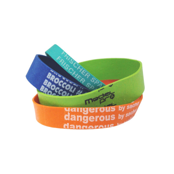 Promotional rubber bands with tailor made continuous print