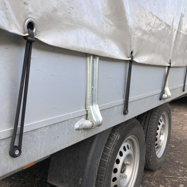 Oval rubber elastic tensionner holding trailer cover or tarpaulins