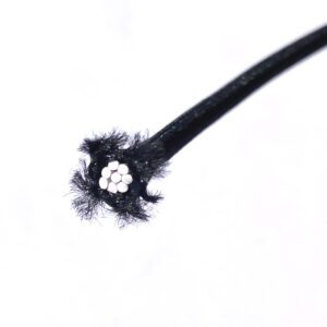 Small diameter multithread rubber core shock cords with polypropylene covering