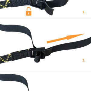 Elastic tension strap: how to lock, unlock and adjust size of the strap onto materials