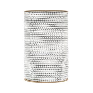 Shock cord close up, polyester yarn white and black colour