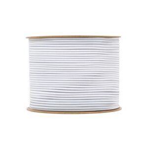 Small diameter shock cord close up, polypropylene yarn white colour
