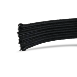 Cable sandow plat, coupe de la gaine polypropylène et du centre multibrins de caoutchouc
