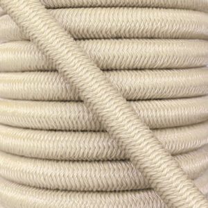 Shock cord close up, polyethylene yarn beige colour