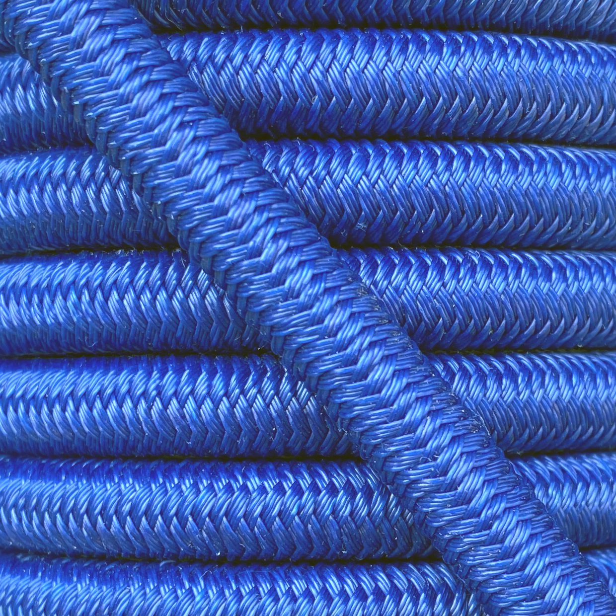 Trapezekoord, blauwe polyethyleen mantel