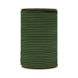 Shock cord close up, polypropylene yarn Nato green colour