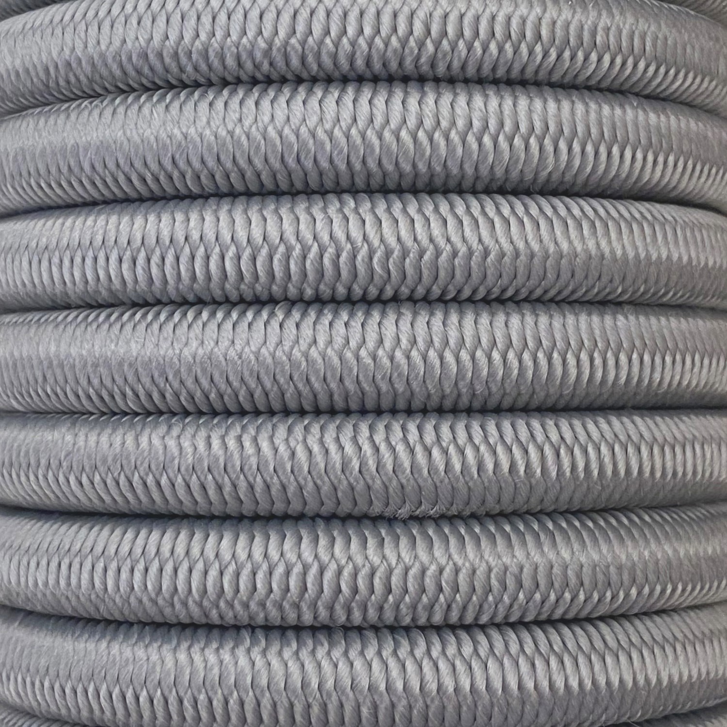 Shock cord close up, polypropylene yarn grey colour