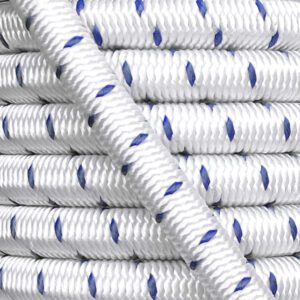 Shock cord close up, polypropylene yarn white & blue colour