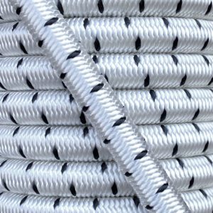 Marine and extreme conditions shock cord close up, polyester yarn white & black colour